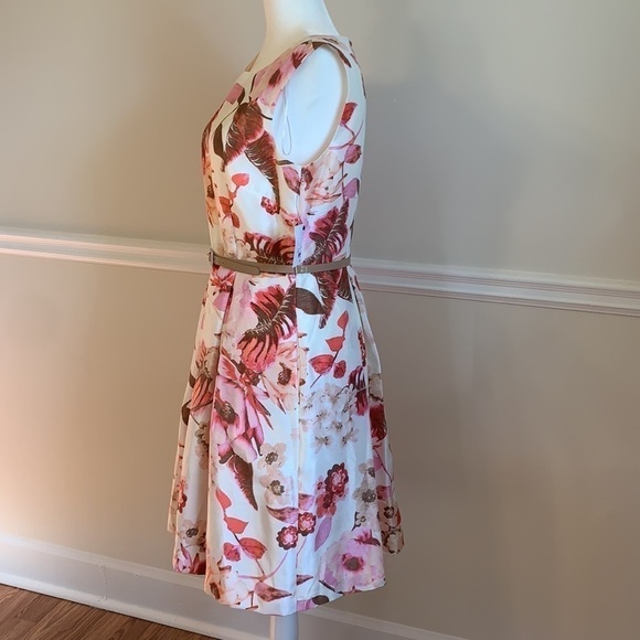 NWT - LIZ CLAIBORNE Floral Lined Belted Dress 6 - Picture 7 of 11